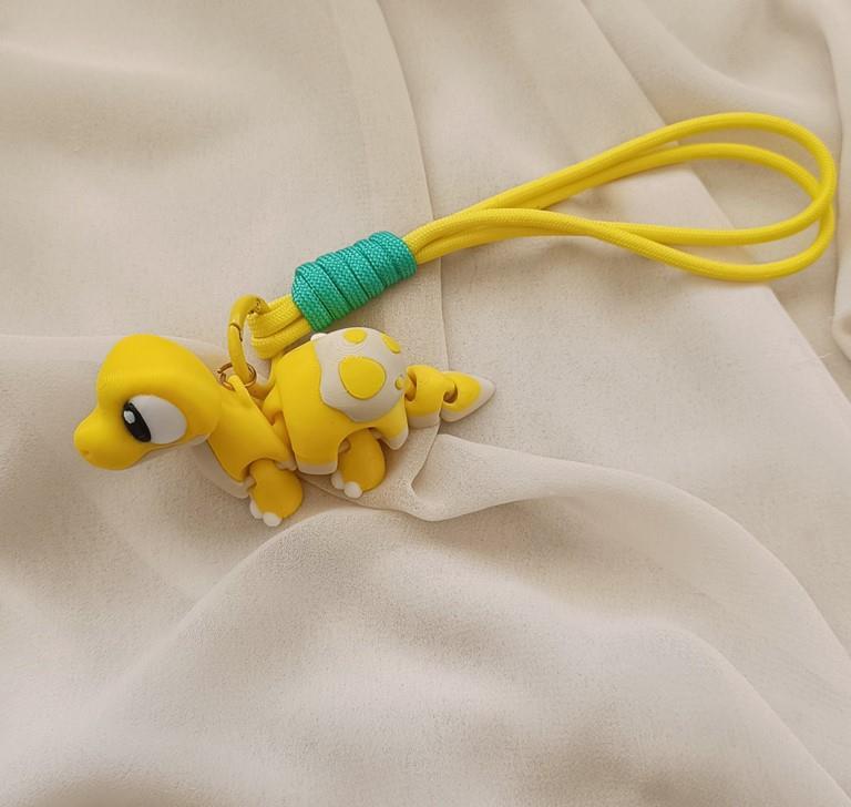 Anahtarlık Çanta Süsü 3D Dinozor Oynar Eklem Oyuncak Yılbaşı Doğum Günü Hediye Sarı