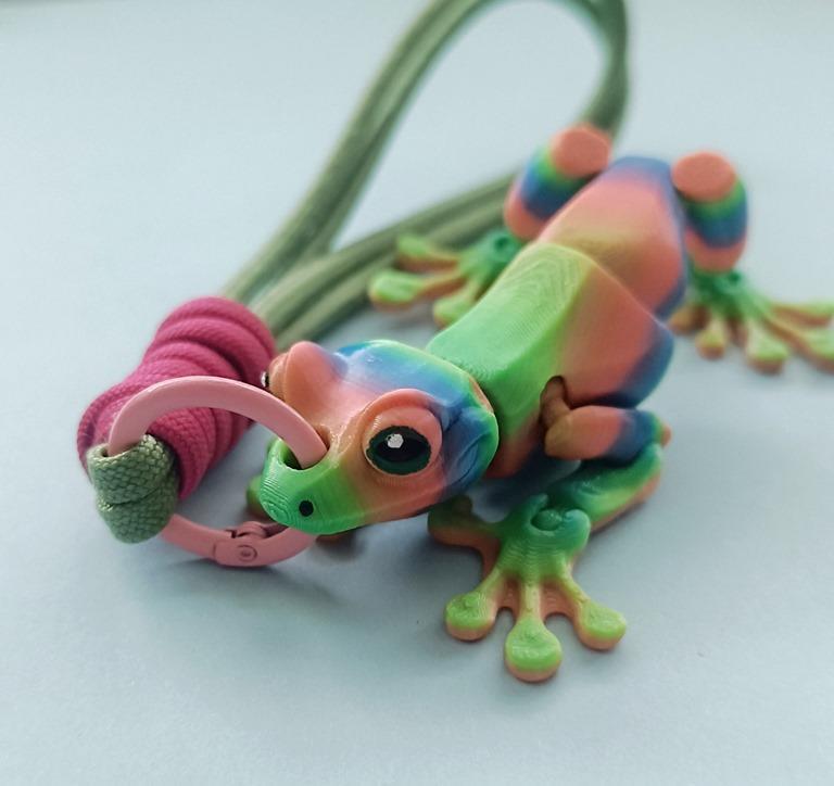 Anahtarlık Çanta Süsü Kurbağa Oynar Eklem Rainbow Multicolor Oyuncak Yılbaşı Doğum Günü Hediye 
