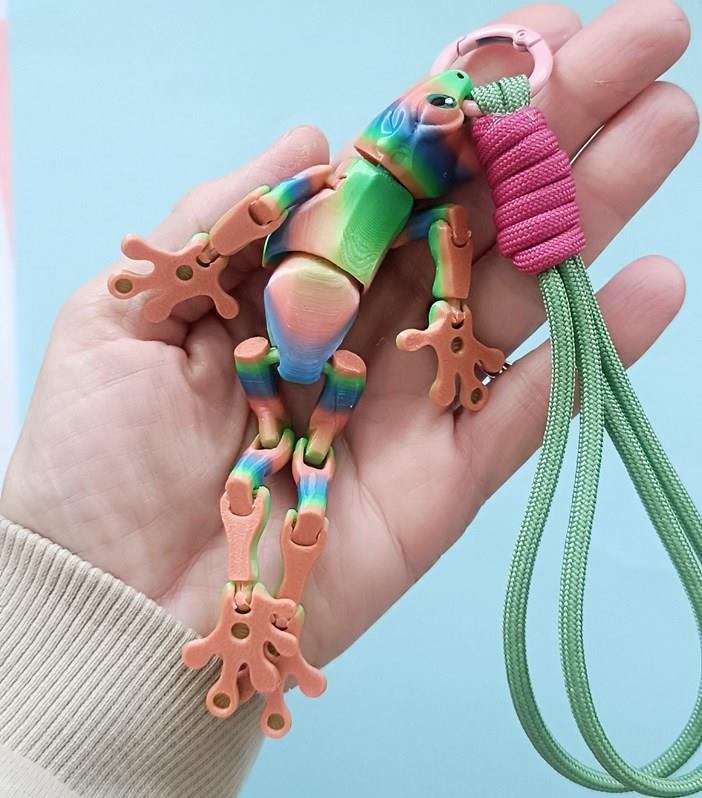 Anahtarlık Çanta Süsü Kurbağa Oynar Eklem Rainbow Multicolor Oyuncak Yılbaşı Doğum Günü Hediye 