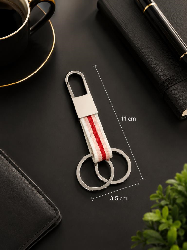 Anahtarlık Karabinalı Metal Kumaş Askılı Çanta ve Araba Anahtarı Aksesuarı 11 cm 
