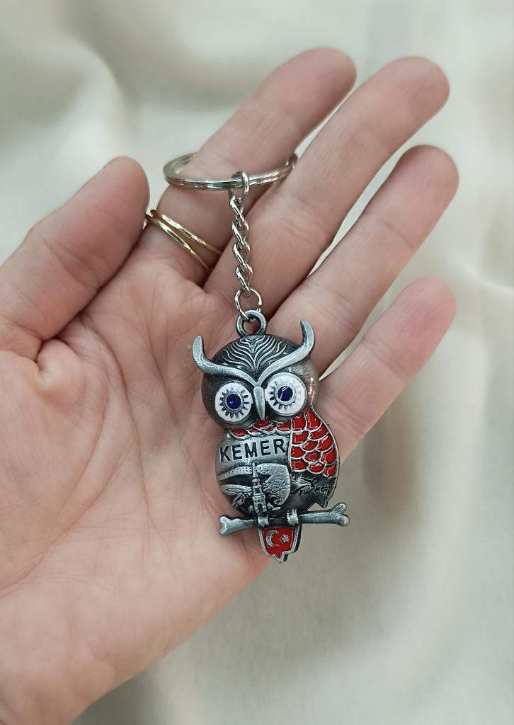 Anahtarlık Metal Baykuş Ay Yıldız Çanta Araba Cüzdan Süsü Kemer Yazılı      