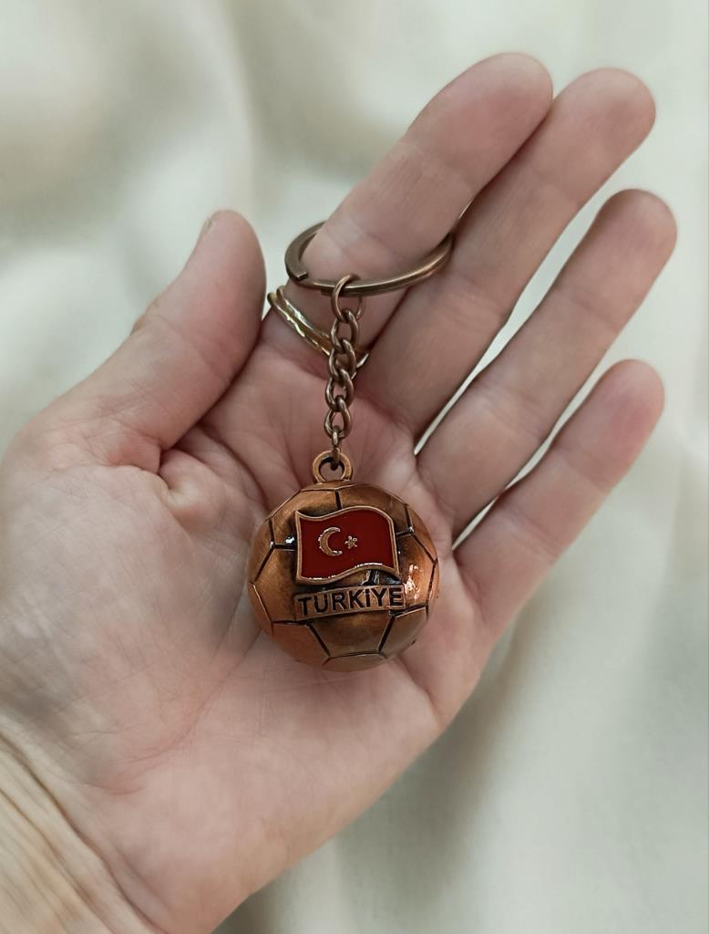 Anahtarlık Top Metal Türk Bayraklı Çanta Cüzdan Süsü Türkiye Kemer Yazılı   