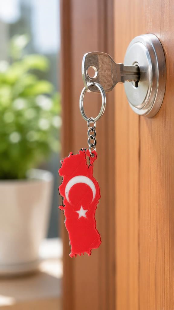 Anahtarlık Türkiye Haritası Türk Bayraklı Ay Yıldızlı Kırmızı 10 cm