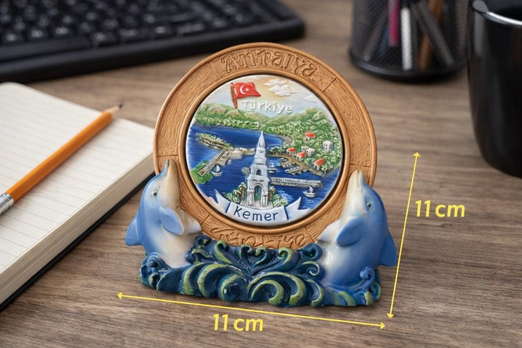 Antalya Kemer Hatıra Biblo 11x11 cm – Yunus Figürlü Dekoratif Masa Süsü – Turistik Hediyelik