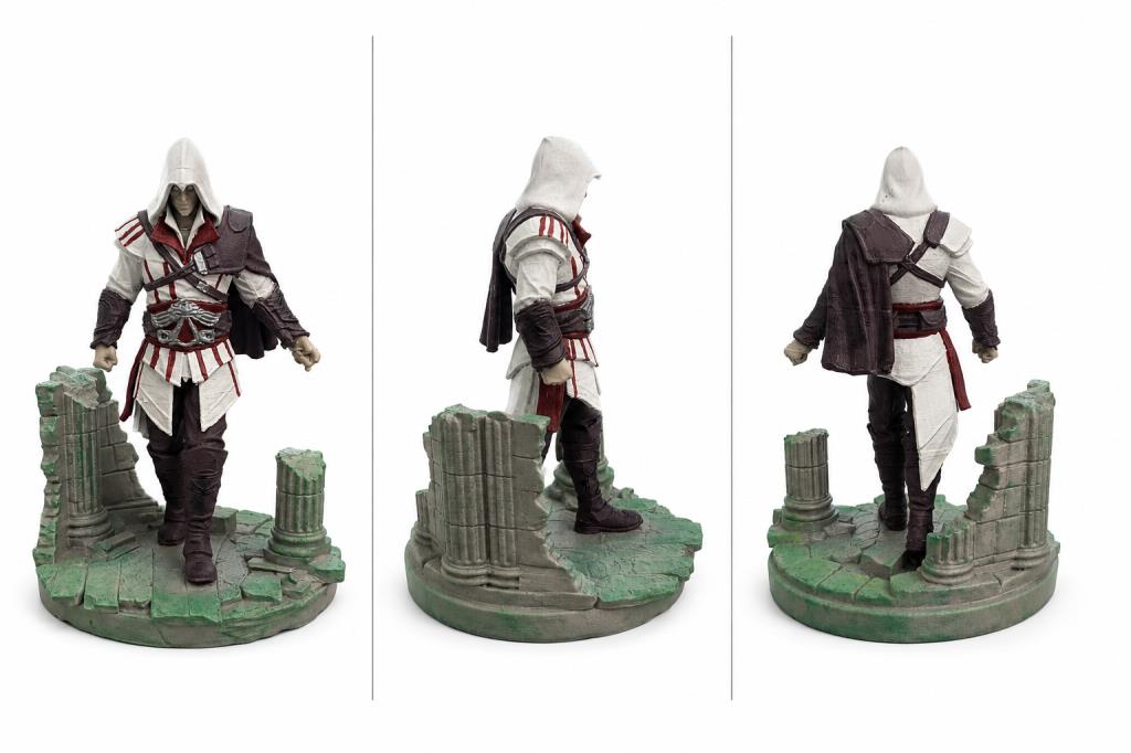 Assassin's Creed Ezio Figür 13 cm El Boyaması Dekoratif Figür Masaüstü Kitaplık Vitrin Dekoru