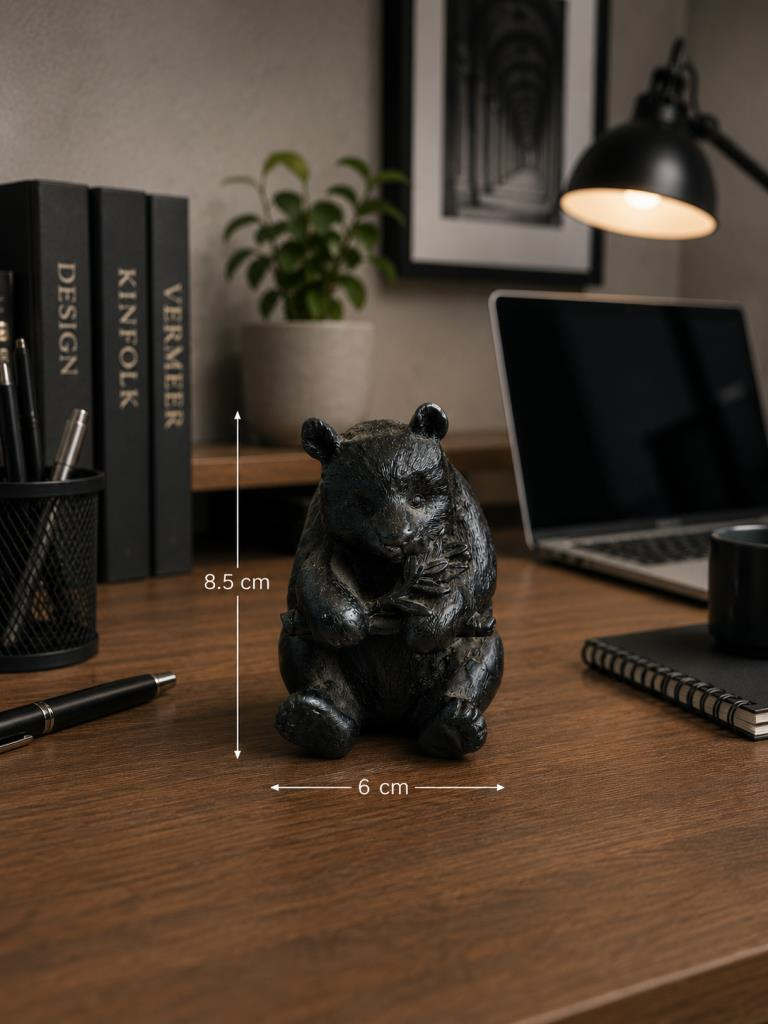 Ayı Biblo Dekoratif Masaüstü Heykeli – Ofis ve Ev Dekorasyonu Polyester Siyah Ayıcık Biblosu 8.5 x 6 cm 