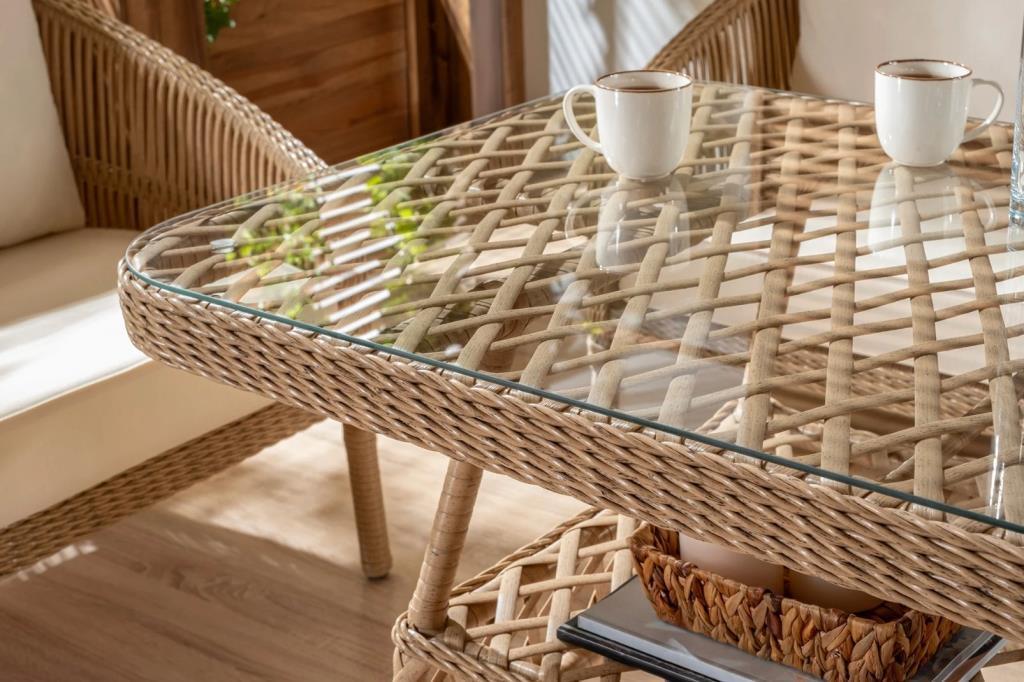 Bahçe Mobilyası 3'lü Takım Santana Rattan A Sınıfı Cappuccino