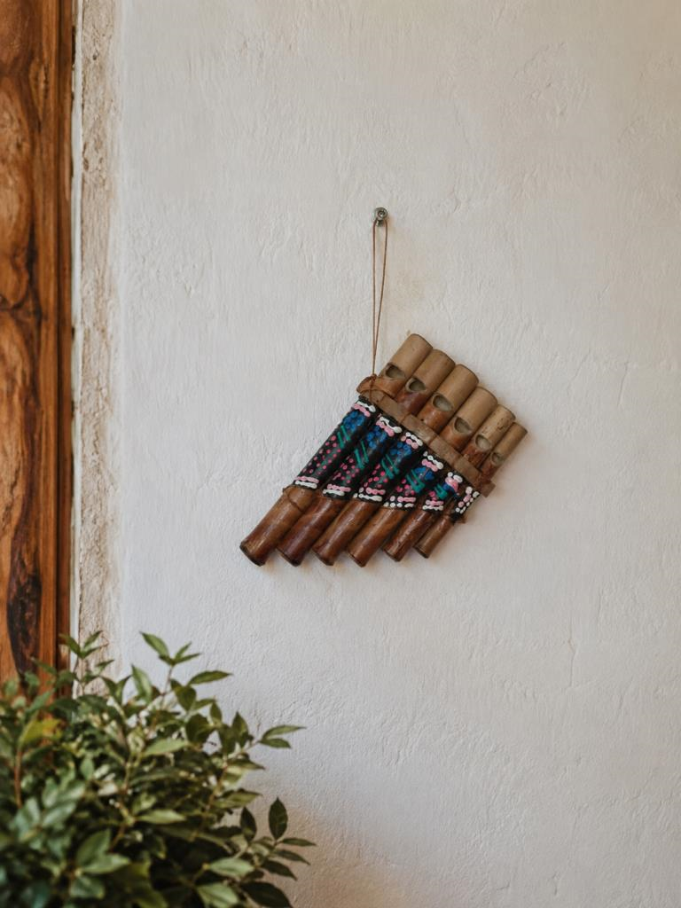 Bambu Pan Flüt 6’lı 15x8 cm Otantik Dekoratif Duvar Süsü El Yapımı Müzik Aleti 
