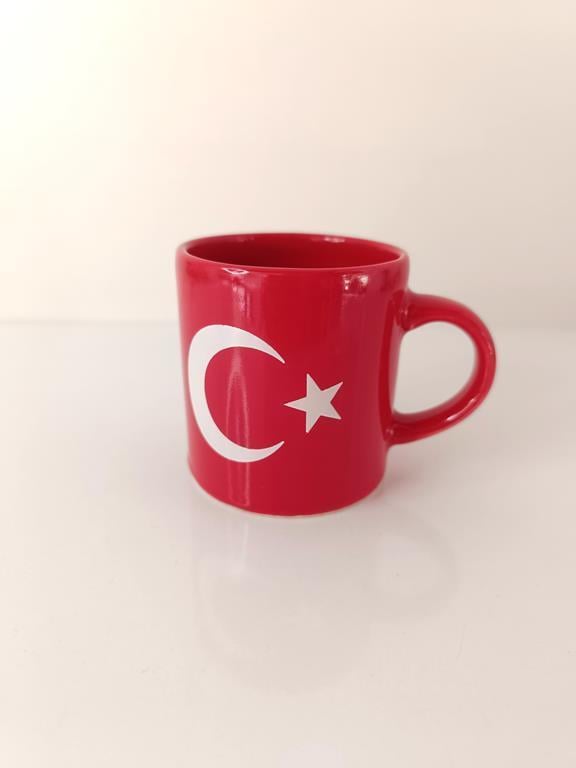 Bardak Seramik Kupa Türk Bayrak Ay Yıldız Çay Kahve Su 180 ML  