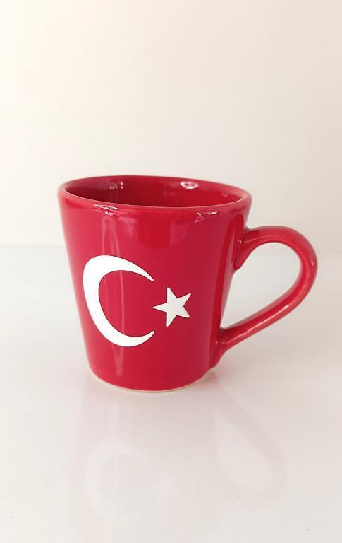 Bardak Seramik Kupa Türk Bayrak Ay Yıldız Çay Kahve Su 200 ML  