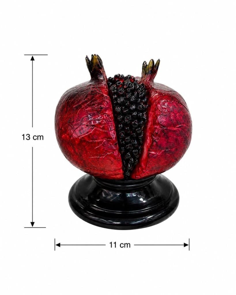 Bereket Sembolü Nar Biblo – El Yapımı Polyester Dekoratif Obje – 13 cm Şık Salon & Sehpa Aksesuarı