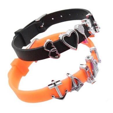 Bileklik 10 lu Silikon Siyah 08 mm Ayarlanabilir Charm Takılabilen Bileklik 