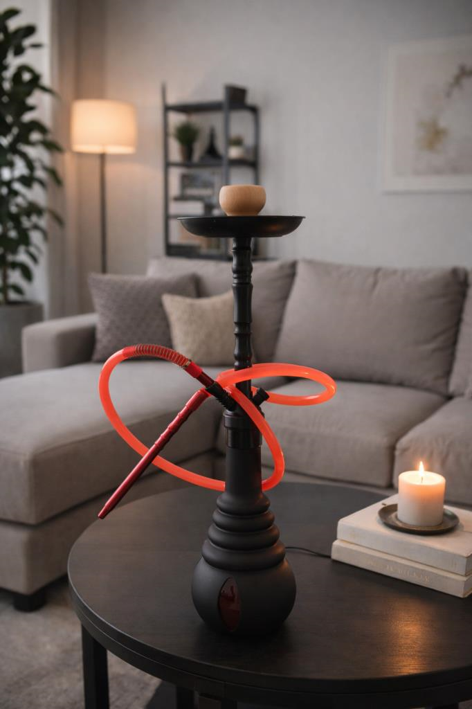 Cam Hazneli Uzun Nargile Takımı – Modern Tasarım – 78 cm