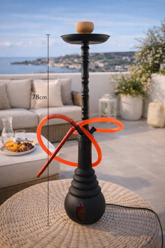 Cam Hazneli Uzun Nargile Takımı – Modern Tasarım – 78 cm