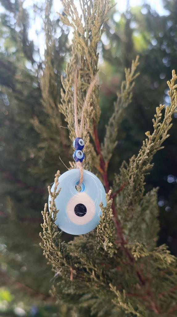 Cam Nazar Boncuğu 4cm Şeytan Göz Kovucu Ev Araba Ağaç Duvar Bahçe Süsleme Kolye 