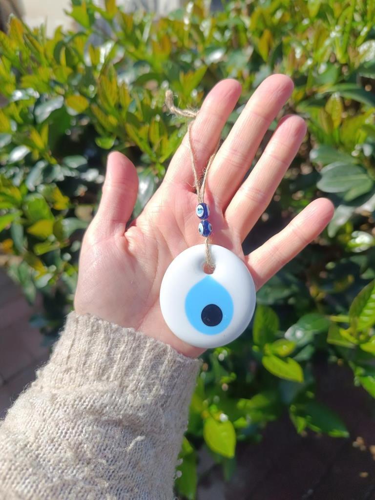 Cam Nazar Boncuğu 5cm Şeytan Göz Kovucu Ev Araba Ağaç Duvar Bahçe Süsleme Kolye 