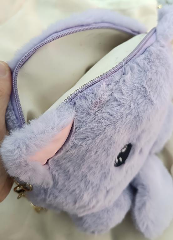 Çanta Peluş Sevimli Kedi Zincir Saplı El Omuz Çantası Lila