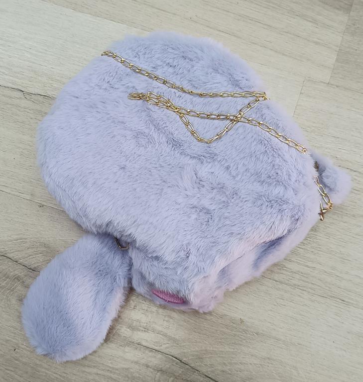 Çanta Peluş Sevimli Kedi Zincir Saplı El Omuz Çantası Lila