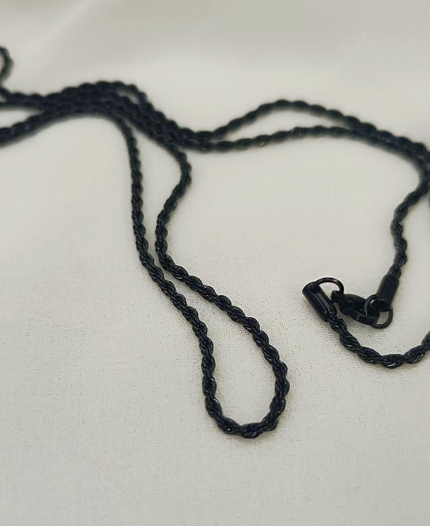 Çelik Siyah Zincir Kolye 316 L Paslanmaz Kolye Unisex Gerdanlık          