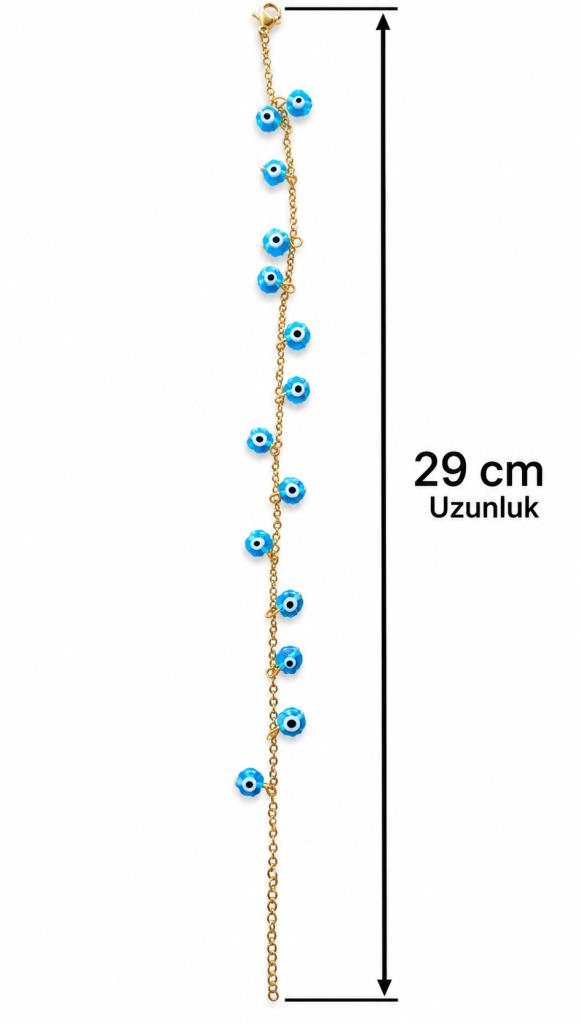 Çelik Zincir Cam Nazar Boncuğu Hal Halhal Kadın Ayak Bilekliği Şık Zarif Tasarım