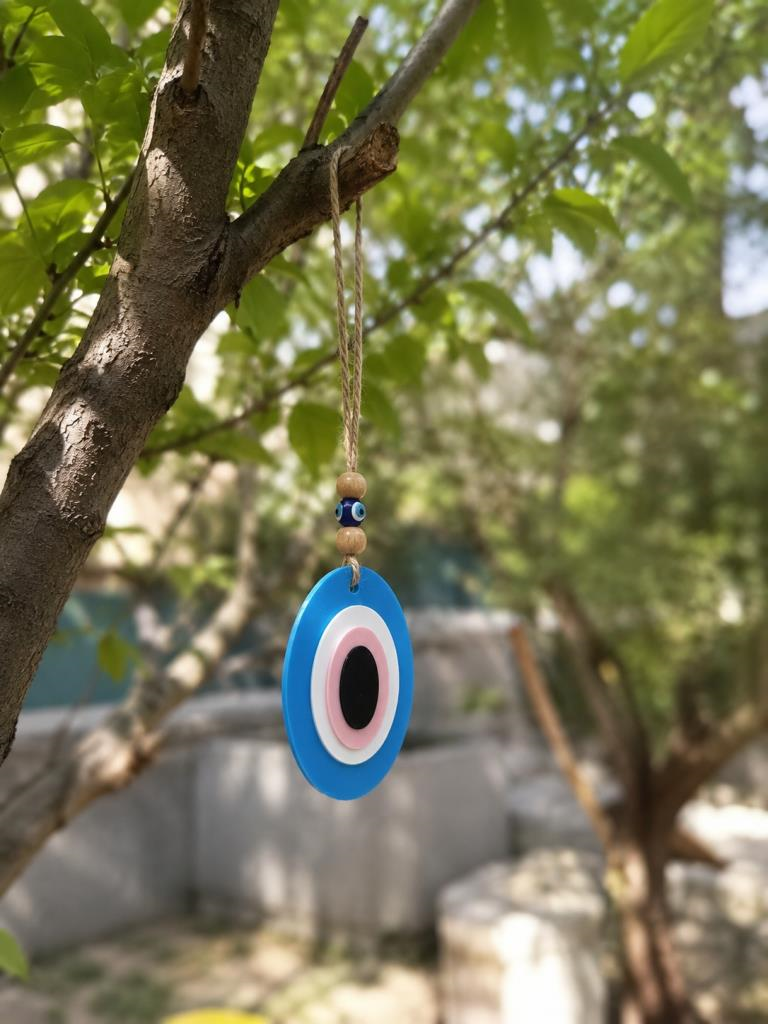 Çift Taraflı Plastik Nazar Boncuğu Duvar Süsü – Dekoratif Asma Nazar Boncuğu Kapı, Balkon ve Araç Süsü