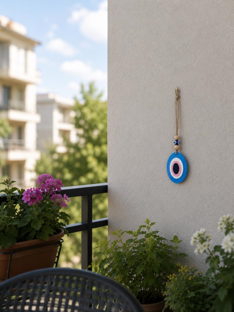 Çift Taraflı Plastik Nazar Boncuğu Duvar Süsü – Dekoratif Asma Nazar Boncuğu Kapı, Balkon ve Araç Süsü