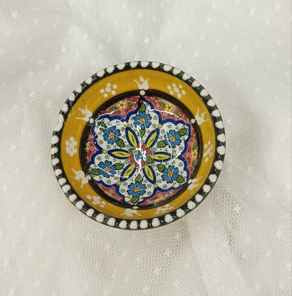 Çini Sarı 8 Cm Çerezlik Kase Sosluk Sunumluk Kahvaltılık 1 Adet  
