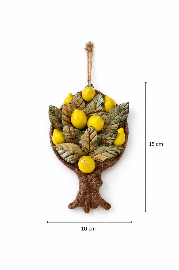Dekoratif Limon Temalı Seramik Duvar Süsü Küçük Boy 15x10 cm