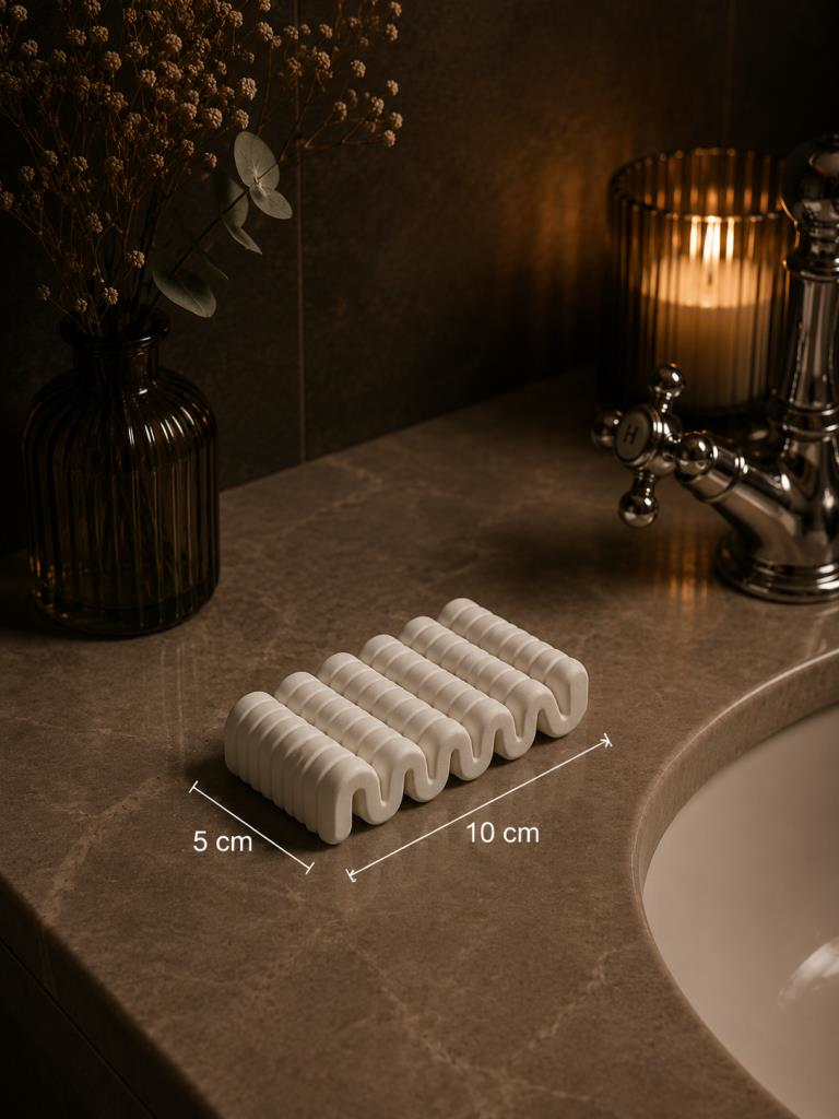 Dekoratif Plastik Sabunluk 10x5 cm | Modern Banyo Sabunluğu | Lavabo Üstü Su Tahliyeli Sabun Standı 