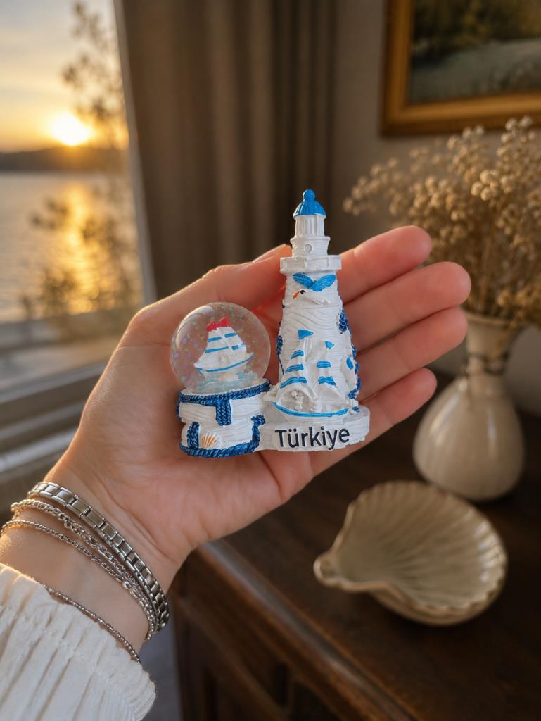 Deniz Feneri Kar Küresi Türkiye Hatırası Dekoratif Biblo – Deniz Temalı Hediyelik Ürün