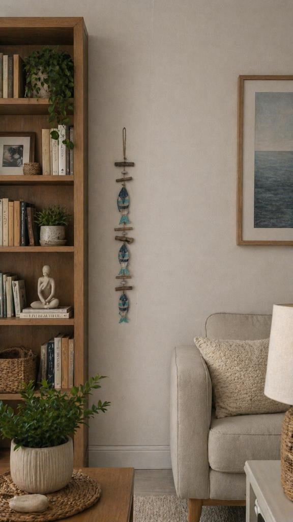 Doğal Ahşap Balık Duvar Dekoru 3’lü – Marin & Bohem Stil (103 cm