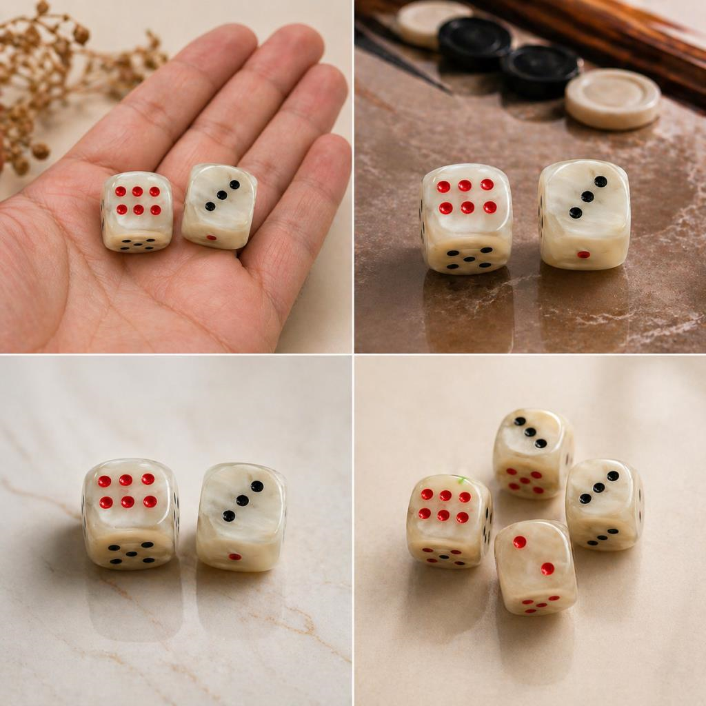 Doğal Oniks Taş Tavla Zarı 1.5 cm – El Yapımı Premium Zar Seti (2’li)