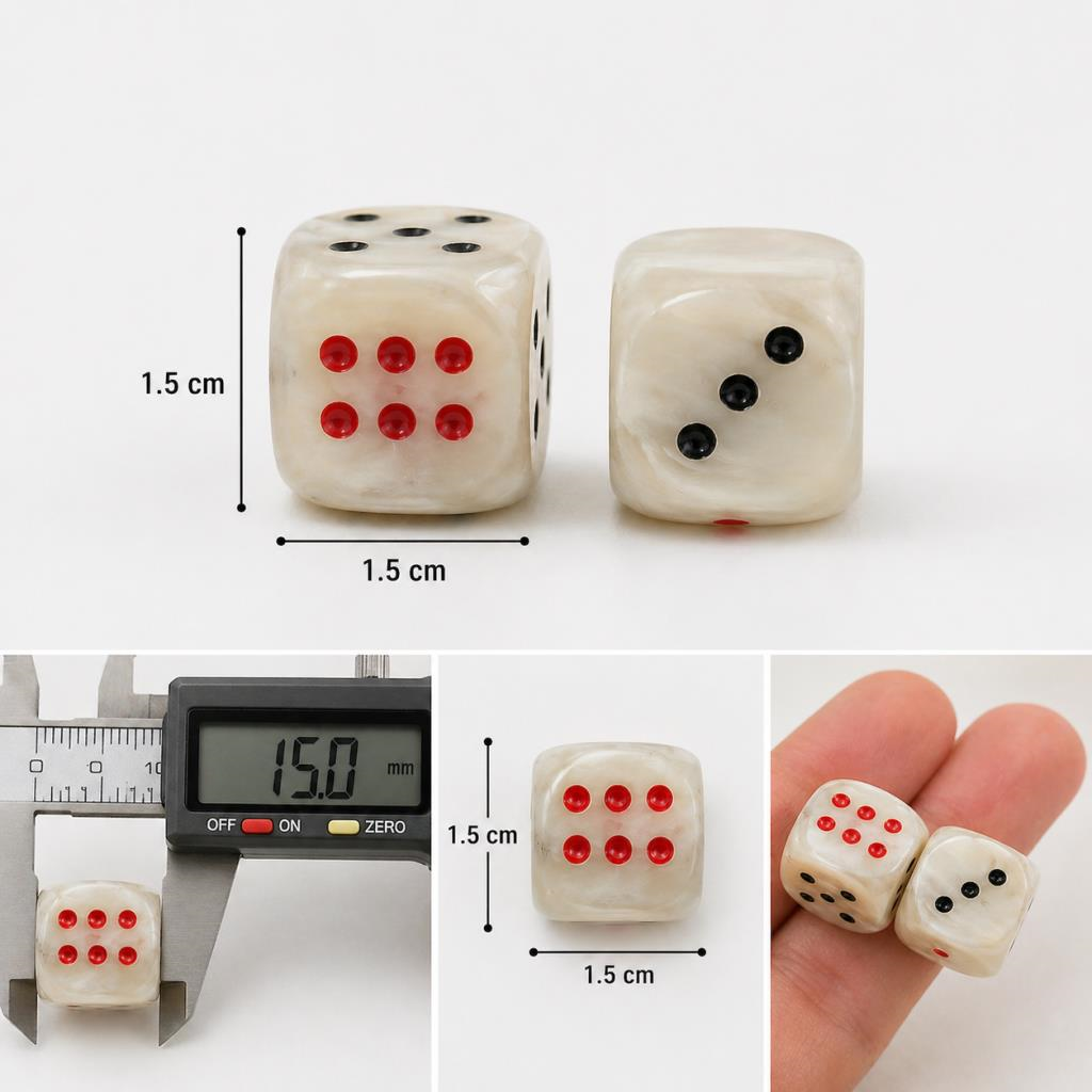 Doğal Oniks Taş Tavla Zarı 1.5 cm – El Yapımı Premium Zar Seti (2’li)