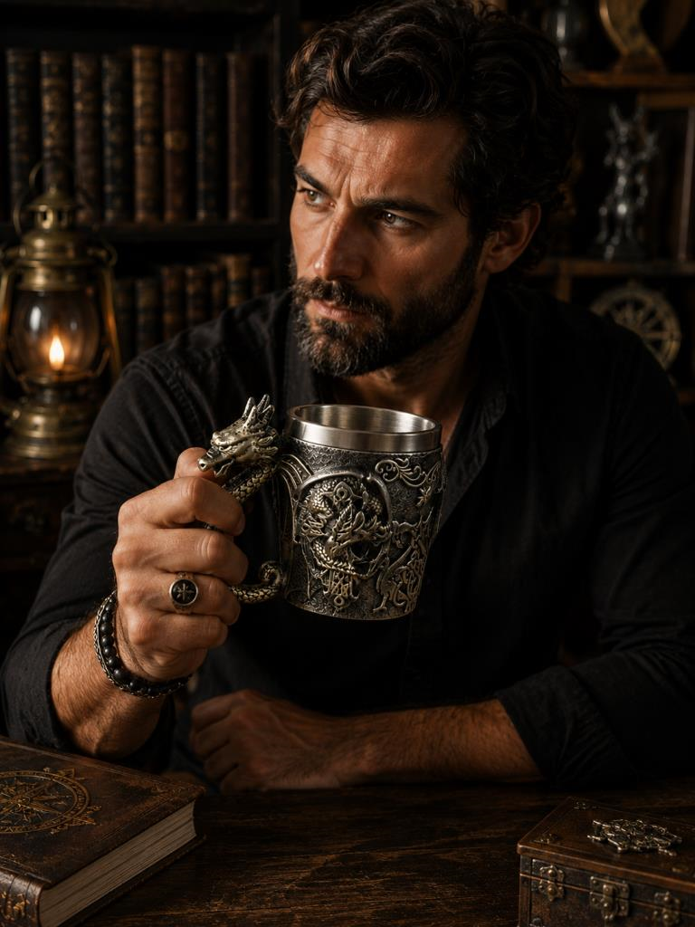 Ejderha Kupa Bardak 400 ml Viking Dragon Mug Paslanmaz Çelik Dekoratif Kupa 