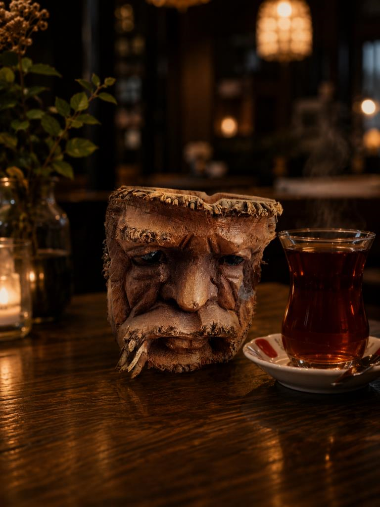 El Oyması Doğal Kütük Küllük Dekoratif Masa Üstü Tasarım
