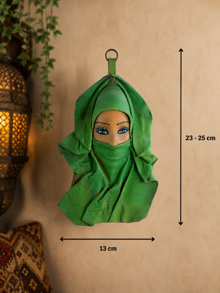 El Yapımı Deri Maske Duvar Süsü Bohem Ev Dekoru  