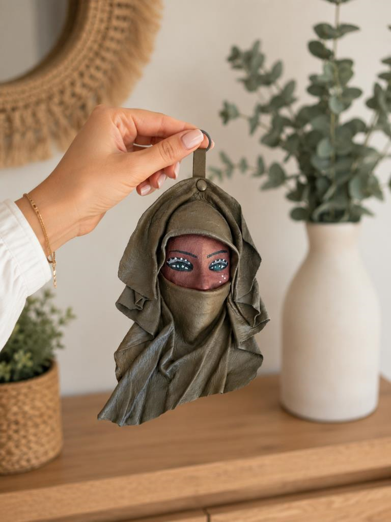 El Yapımı Deri Maske Duvar Süsü Bohem Ev Dekoru  