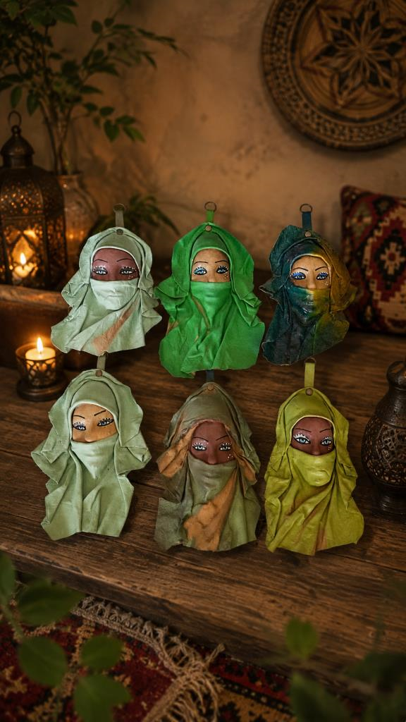 El Yapımı Deri Maske Duvar Süsü Bohem Ev Dekoru  