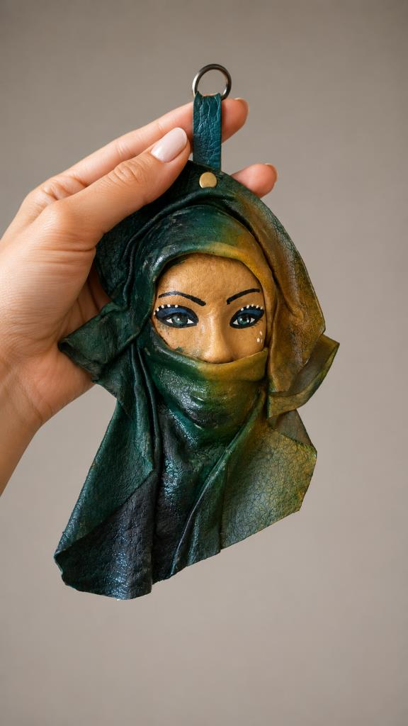 El Yapımı Deri Maske Duvar Süsü Bohem Ev Dekoru  