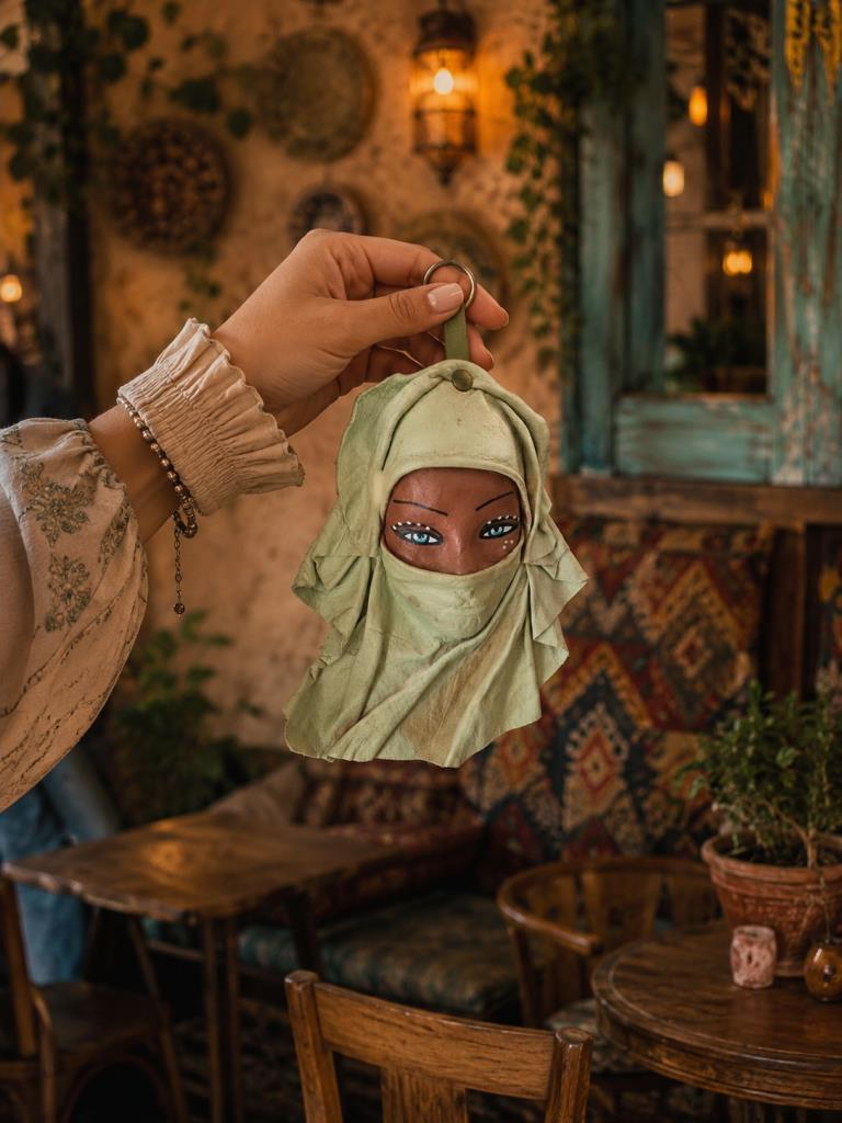 El Yapımı Deri Maske Duvar Süsü Bohem Ev Dekoru  