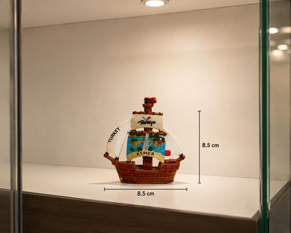 Gemi Biblosu Kemer Hediyelik Dekoratif Yelkenli Marin Ev Ofis Konsol Kitaplık Masaüstü Dekoru 8,5 cm