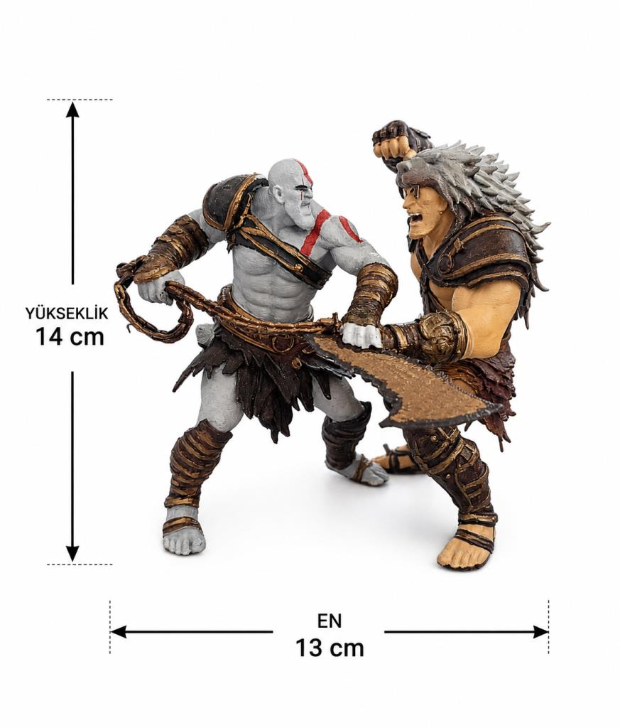God of War Kratos Figür 14 cm El Boyaması Dekoratif Oyun Karakteri Biblo Masaüstü Figür