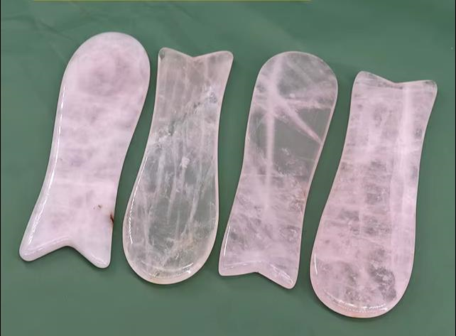 Gül Kuvars Gua Sha Yüz Vücut Masaj Aleti Doğal Taş Çakra 