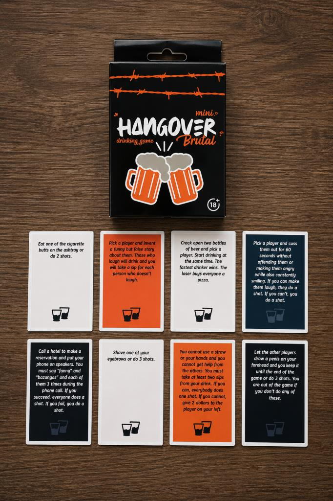 Hangover Mini İngilizce Yazılı Yetişkin Parti Oyunu – Eğlenceli Sohbet & Kart Oyunu, Arkadaş ve Çiftler İçin 
