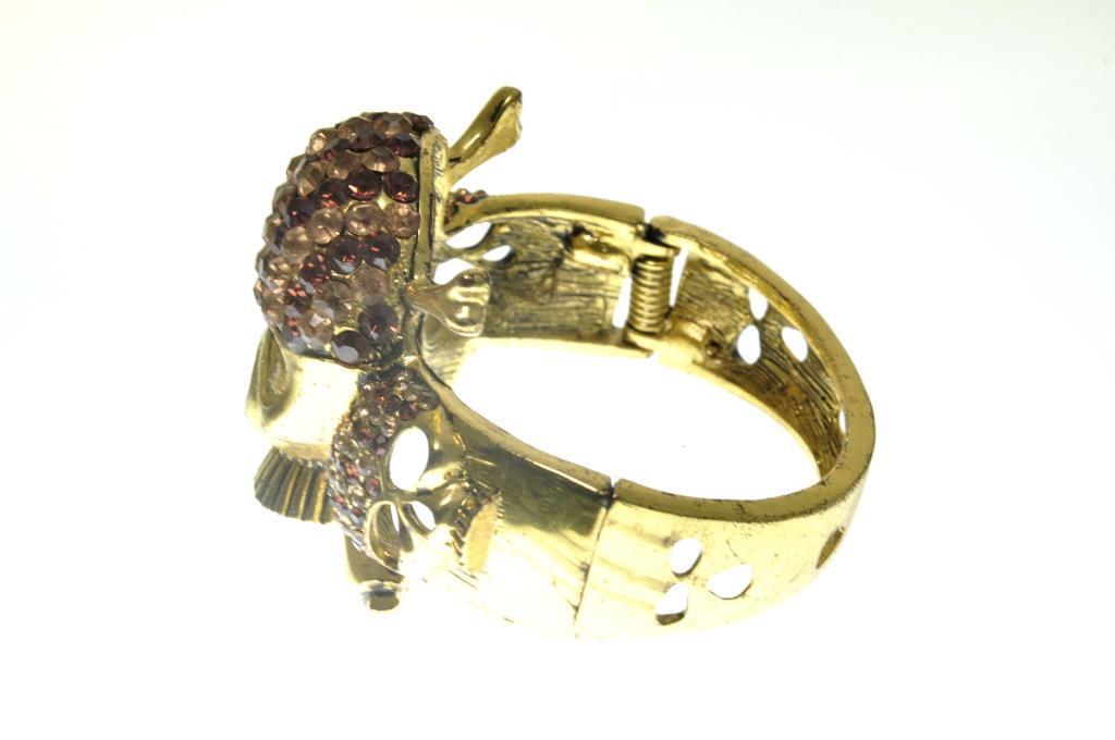 Hdmarketim Otantik Swarovski Taşlı Kurukafa Kelepçe Metal Bileklik 5489