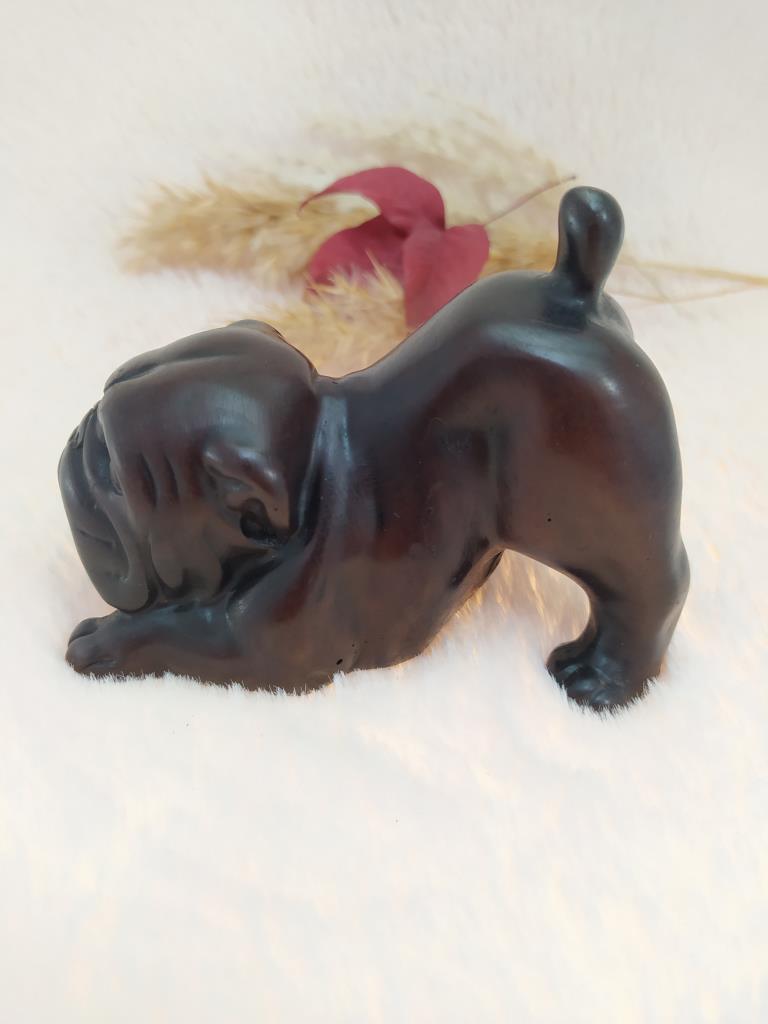 Hdmarketim Reçine  Siyah Biblo Bulldog Köpek Heykel