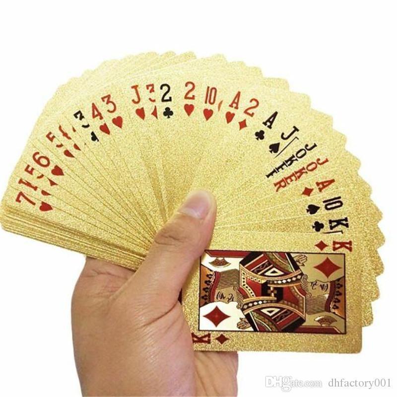 İskambil Kağıdı Dolar Baskılı Altın Renk Plastik Parlak Su Geçirmez Poker Oyun Kartı 