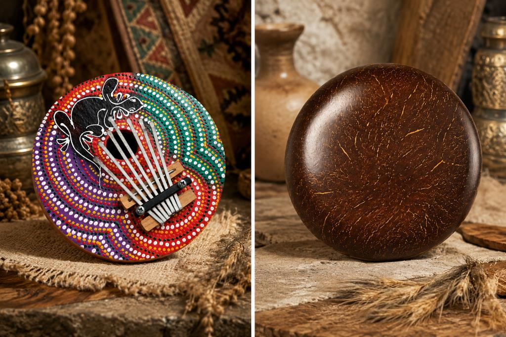 Kalimba 7 Tuşlu Akort Edilebilir Başparmak Piyano Hindistan Cevizi Kabuğu 