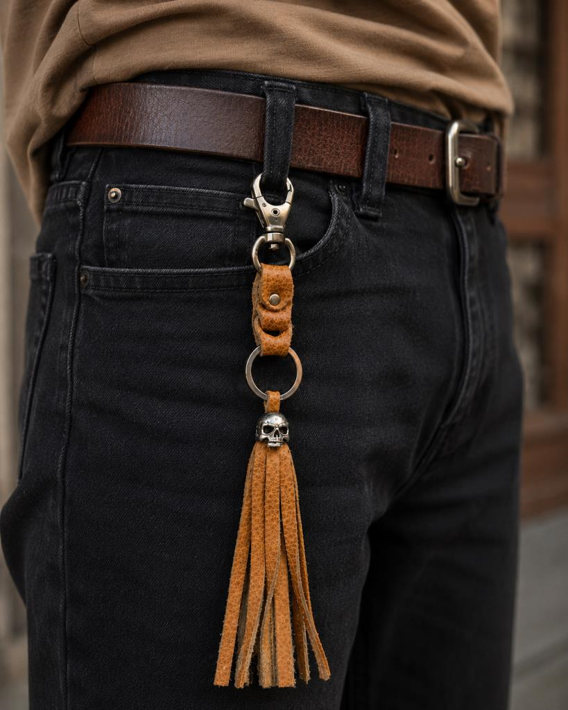 Karabinalı Anahtarlık Deri Araba Anahtarlığı Çanta Süsü Hakiki Deri Çanta Aksesuarı Unisex 26 CM  