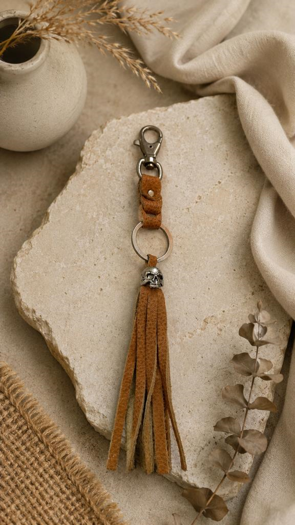 Karabinalı Anahtarlık Deri Araba Anahtarlığı Çanta Süsü Hakiki Deri Çanta Aksesuarı Unisex 26 CM  